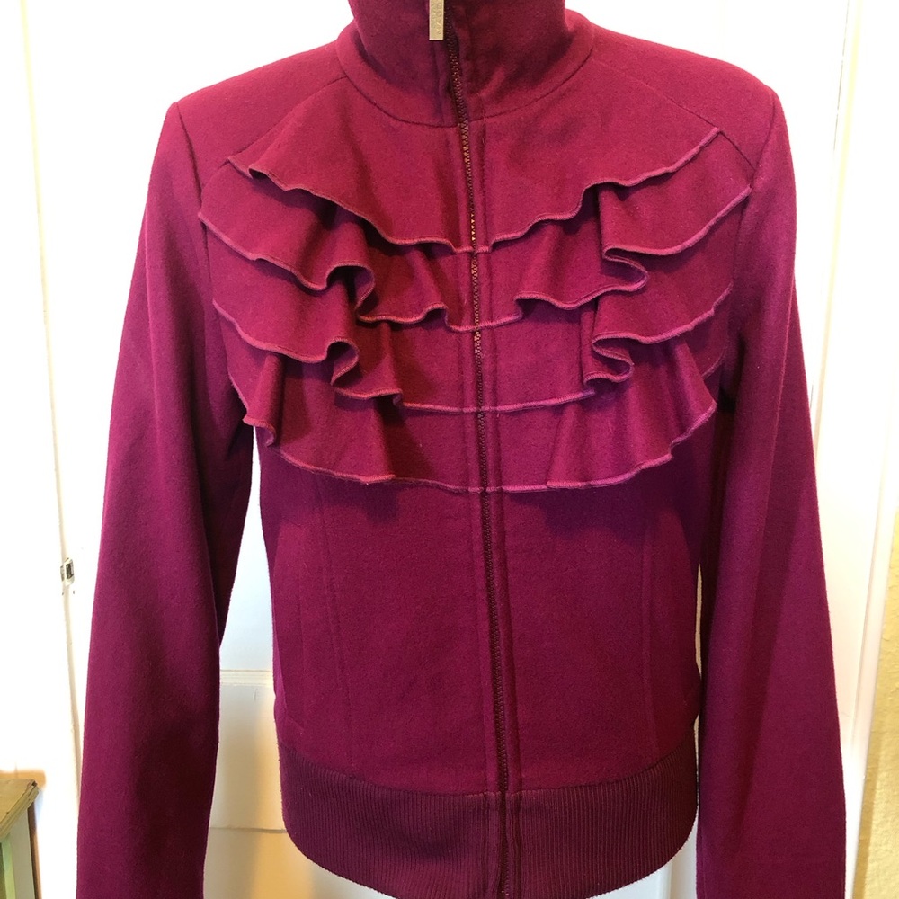 Steve Madden Purple Wool Blend Women's Ruffled Jacket